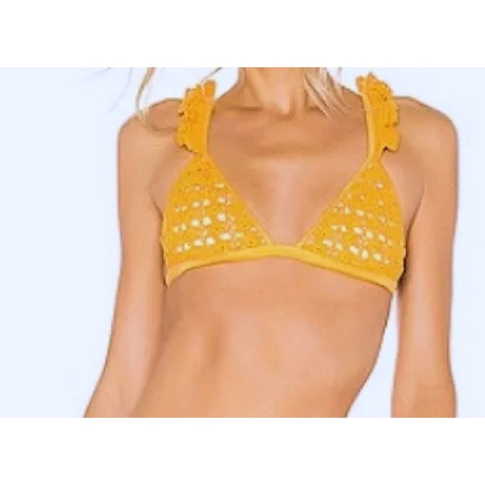 Lovers + Friends Revolve I Got You Yellow Ruffle Bikini Top Sz Medium M